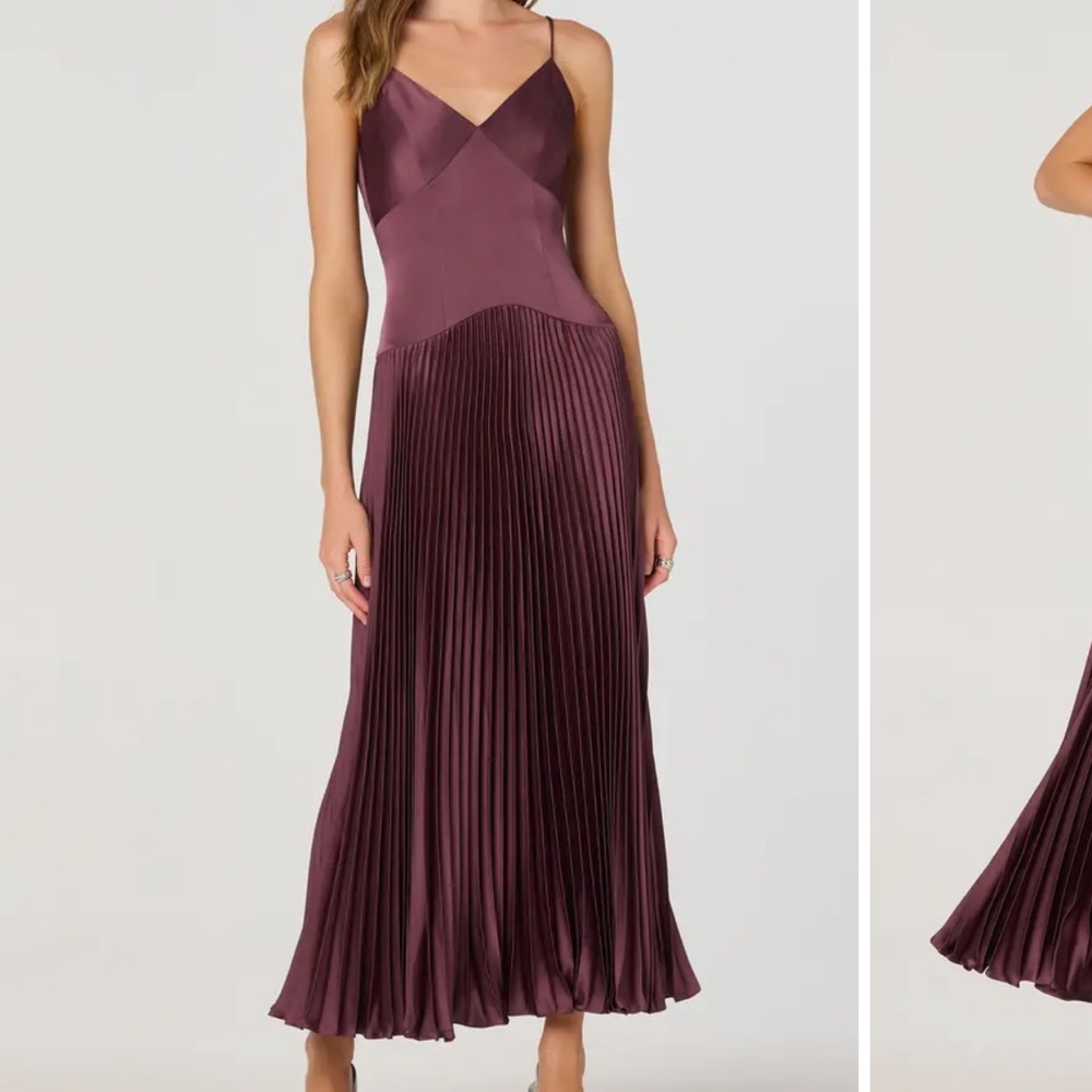 ASTR the Label Pleated Drop Waist Dress - Eggplant